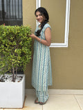 Sage Green Striped Cotton Kurta Set