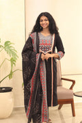 Black Printed 3-Piece Kurta Set with Dupatta