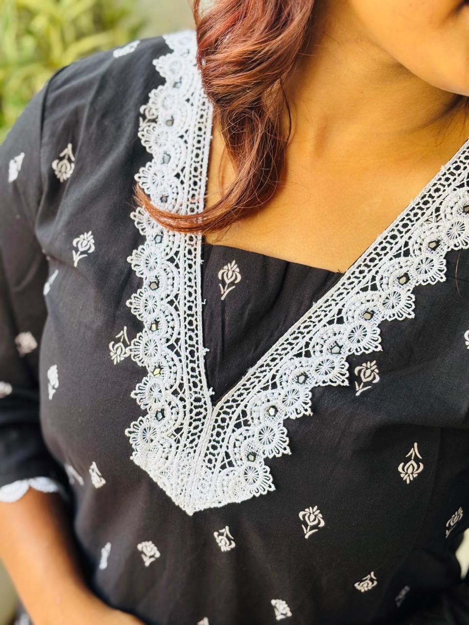 Black Cotton Kurta
